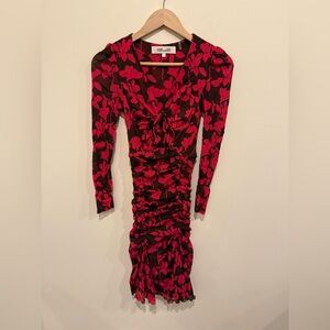 Diane von Furstenberg Mira Ruched Floral Mesh Dress – XS